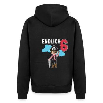 6.Geburtstag Pirat Piraten Geschenk - Unisex Premium Bio Zip Hoodie - Schwarz - Hinten - Nico (187cm)