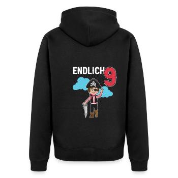 9.Geburtstag Pirat Piraten Geschenk - Unisex Premium Bio Zip Hoodie - Schwarz - Hinten - Nico (187cm)