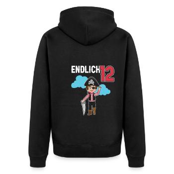 12.Geburtstag Pirat Piraten Geschenk - Unisex Premium Bio Zip Hoodie - Schwarz - Hinten - Nico (187cm)