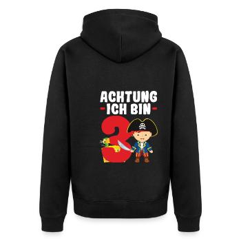 3.Geburtstag Pirat Piraten Party Geschenk - Unisex Premium Bio Zip Hoodie - Schwarz - Hinten - Nico (187cm)