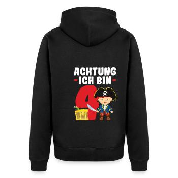 4.Geburtstag Pirat Piraten Party Geschenk - Unisex Premium Bio Zip Hoodie - Schwarz - Hinten - Nico (187cm)