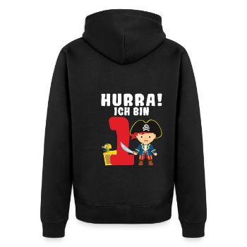 1.Geburtstag Pirat Piraten Geschenk - Unisex Premium Bio Zip Hoodie - Schwarz - Hinten - Nico (187cm)
