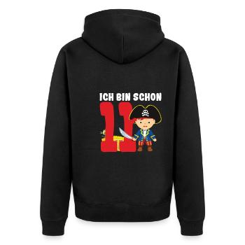 11.Geburtstag Pirat Piraten Geschenk - Unisex Premium Bio Zip Hoodie - Schwarz - Hinten - Nico (187cm)