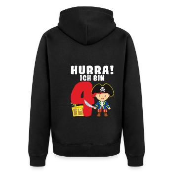 4.Geburtstag Pirat Piraten Geschenk - Unisex Premium Bio Zip Hoodie - Schwarz - Hinten - Nico (187cm)
