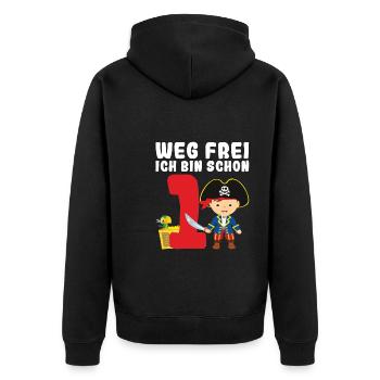 1.Geburtstag Pirat Piraten Party Geschenk - Unisex Premium Bio Zip Hoodie - Schwarz - Hinten - Nico (187cm)