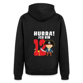 13.Geburtstag Pirat Piraten Geschenk - Unisex Premium Bio Zip Hoodie - Schwarz - Hinten - Nico (187cm)