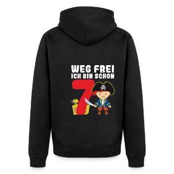 7.Geburtstag Pirat Piraten Party Geschenk - Unisex Premium Bio Zip Hoodie - Schwarz - Hinten - Nico (187cm)