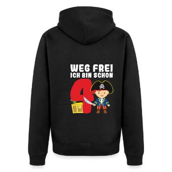 4.Geburtstag Pirat Piraten Party Geschenk - Unisex Premium Bio Zip Hoodie - Schwarz - Hinten - Nico (187cm)