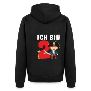 2.Geburtstag Pirat Piraten Geschenk - Unisex Premium Bio Zip Hoodie - Schwarz - Hinten - Nico (187cm)