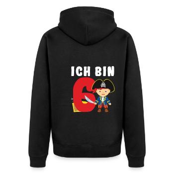 6.Geburtstag Pirat Piraten Geschenk - Unisex Premium Bio Zip Hoodie - Schwarz - Hinten - Nico (187cm)