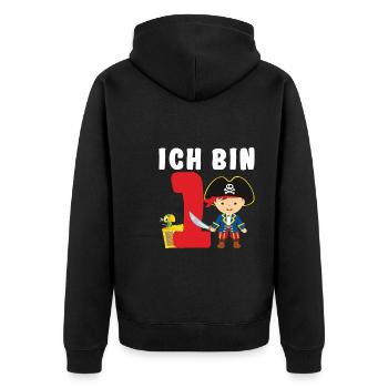 1.Geburtstag Pirat Piraten Geschenk - Unisex Premium Bio Zip Hoodie - Schwarz - Hinten - Nico (187cm)