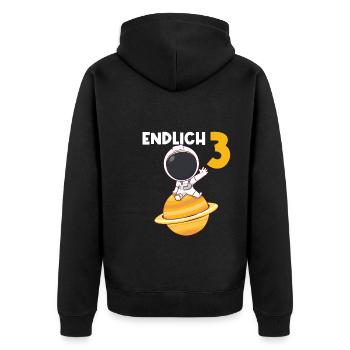 3.Geburtstag Astronaut Weltraum Geschenk - Unisex Premium Bio Zip Hoodie - Schwarz - Hinten - Nico (187cm)