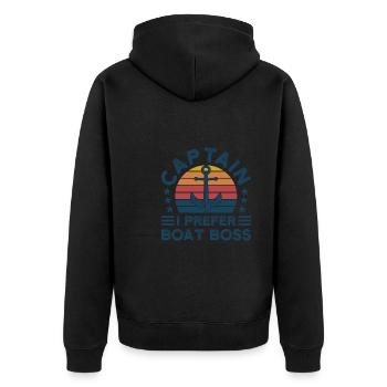 Kapitän Kapitäne Bootfahren Geschenk - Unisex Premium Bio Zip Hoodie - Schwarz - Hinten - Nico (187cm)