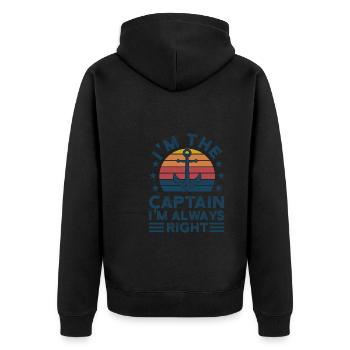 Captain Captains Boating Gift - Unisex Premium Organic Zip Hoodie - black - Back - Nico (187cm)