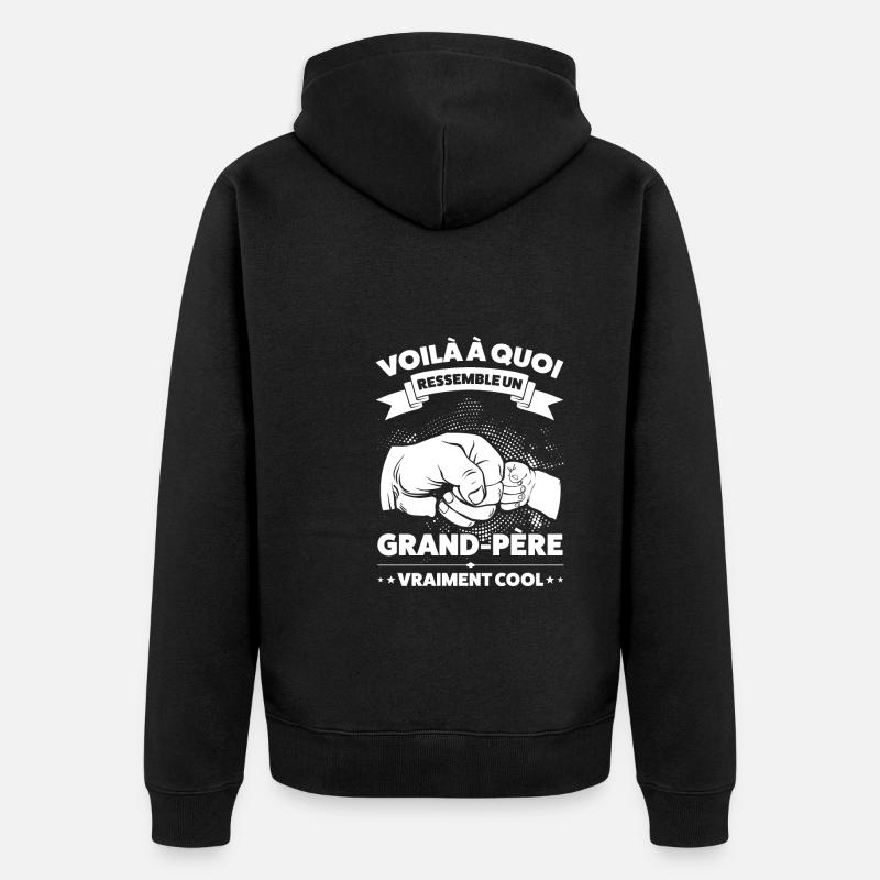Papi Papi Famille Geschenk - Unisex Premium Bio Zip Hoodie - Schwarz