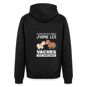 Kuhmädchen Kuhmädchen Geschenk - Unisex Premium Bio Zip Hoodie - Schwarz - Hinten - Nico (187cm)