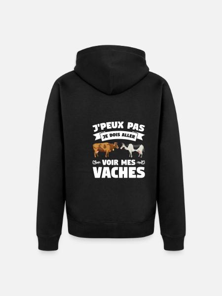 Kuh Kuh Tier Geschenk - Unisex Premium Bio Zip Hoodie - Schwarz
