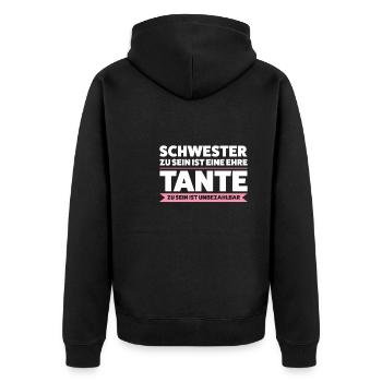 Tante Schwester Tanten Geschenk - Unisex Premium Bio Zip Hoodie - Schwarz - Hinten - Nico (187cm)
