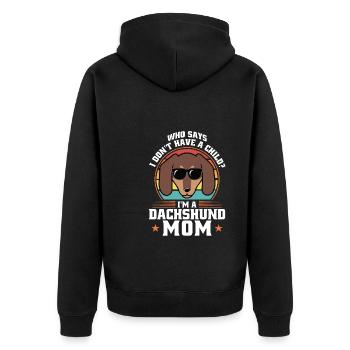 dackel Mama Dackel Haustiere Mutter Geschenk - Unisex Premium Bio Zip Hoodie - Schwarz - Hinten - Nico (187cm)