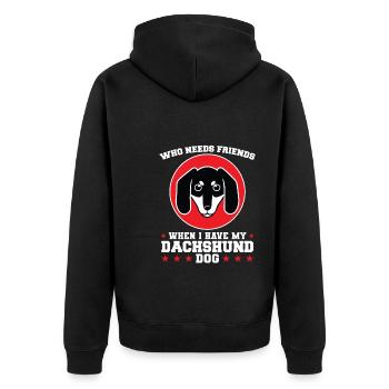 dackel Mama Dackel Haustiere Mutter Geschenk - Unisex Premium Bio Zip Hoodie - Schwarz - Hinten - Nico (187cm)