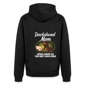 dackel Mama Dackel Haustiere Mutter Geschenk - Unisex Premium Bio Zip Hoodie - Schwarz - Hinten - Nico (187cm)