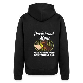 dackel Mama Dackel Haustiere Mutter Geschenk - Unisex Premium Bio Zip Hoodie - Schwarz - Hinten - Nico (187cm)