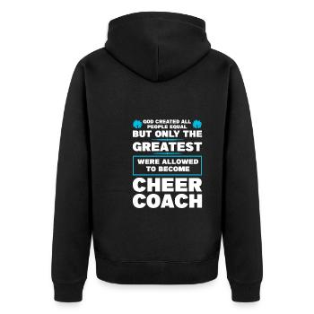 coach jubeln sport jubeln coach Geschenk - Unisex Premium Bio Zip Hoodie - Schwarz - Hinten - Nico (187cm)