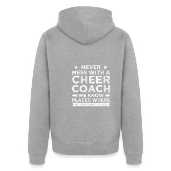 coach jubeln sport jubeln coach Geschenk - Unisex Premium Bio Zip Hoodie - Grau meliert - Hinten - Nico (187cm)