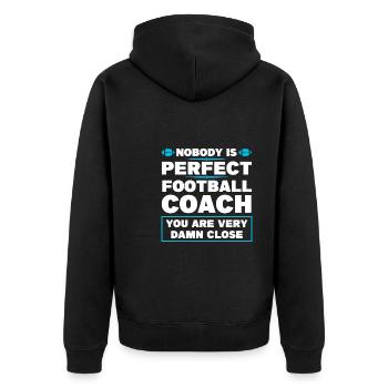 Coach Football Coach Football Game Gift - Unisex Premium Organic Zip Hoodie - black - Back - Nico (187cm)