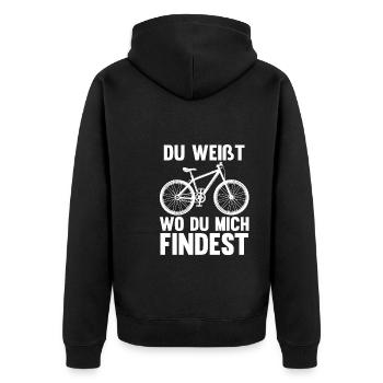 Fahrrad Rennrad Fahrräder Geschenk - Unisex Premium Bio Zip Hoodie - Schwarz - Hinten - Nico (187cm)