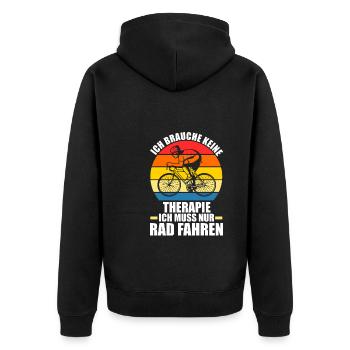 Fahrrad Rennrad Radfahrer Geschenk - Unisex Premium Bio Zip Hoodie - Schwarz - Hinten - Nico (187cm)