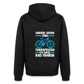 Fahrrad Rennrad Fahrradfahrer Geschenk - Unisex Premium Bio Zip Hoodie - Schwarz - Hinten - Nico (187cm)