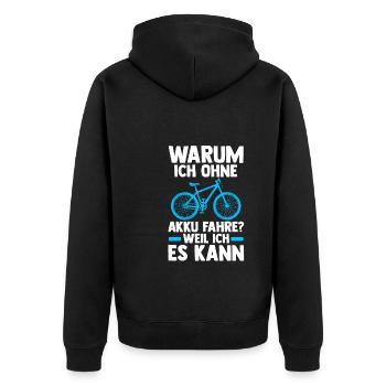 Fahrrad Rennrad Radfahrer Geschenk - Unisex Premium Bio Zip Hoodie - Schwarz - Hinten - Nico (187cm)