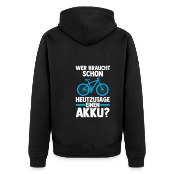 Fahrrad Rennrad Fahrräder Geschenk - Unisex Premium Bio Zip Hoodie - Schwarz - Hinten - Nico (187cm)