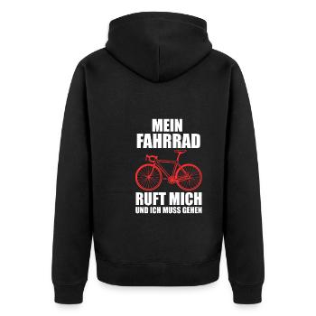 Fahrrad Rennrad Radfahrer Geschenk - Unisex Premium Bio Zip Hoodie - Schwarz - Hinten - Nico (187cm)