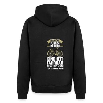 Fahrrad Rennrad Fahrradfahrer Geschenk - Unisex Premium Bio Zip Hoodie - Schwarz - Hinten - Nico (187cm)