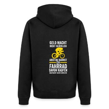 Fahrrad Rennrad Fahrräder Geschenk - Unisex Premium Bio Zip Hoodie - Schwarz - Hinten - Nico (187cm)