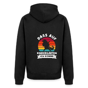 Kindergarten Einhorn Kita-Kind Geschenk - Unisex Premium Bio Zip Hoodie - Schwarz - Hinten - Nico (187cm)