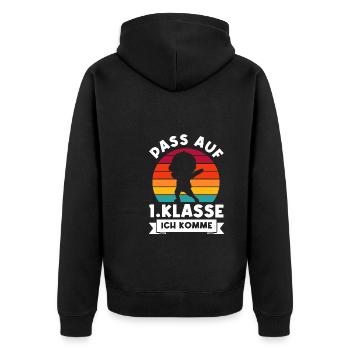 1.Klasse Dabbing Schulanfänger Geschenk - Unisex Premium Bio Zip Hoodie - Schwarz - Hinten - Nico (187cm)