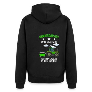 Schulkind Traktor Einschulung Geschenk - Unisex Premium Bio Zip Hoodie - Schwarz - Hinten - Nico (187cm)