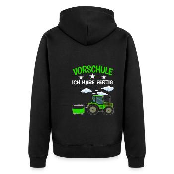 Vorschule Traktor Vorschulkind Geschenk - Unisex Premium Bio Zip Hoodie - Schwarz - Hinten - Nico (187cm)