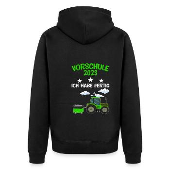 Vorschule 2023 Traktor Vorschüler Geschenk - Unisex Premium Bio Zip Hoodie - Schwarz - Hinten - Nico (187cm)