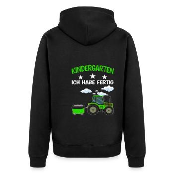 Kindergarten Traktor Kindergartenkind Geschenk - Unisex Premium Bio Zip Hoodie - Schwarz - Hinten - Nico (187cm)