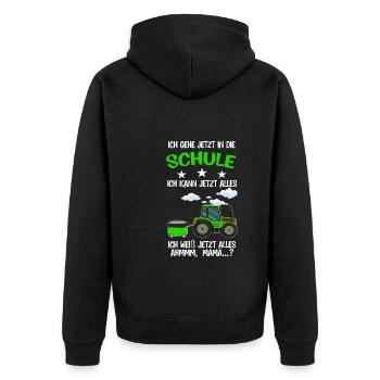 Schulkind Traktor Einschulung Geschenk - Unisex Premium Bio Zip Hoodie - Schwarz - Hinten - Nico (187cm)