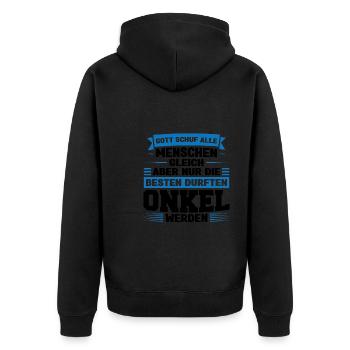 Onkel Familie Neffe Geschenk - Unisex Premium Bio Zip Hoodie - Schwarz - Hinten - Nico (187cm)
