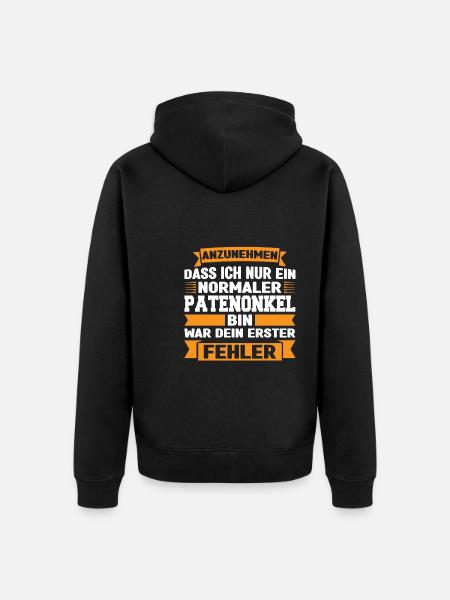Patenonkel Pate Taufpate Geschenk - Unisex Premium Bio Zip Hoodie - Schwarz