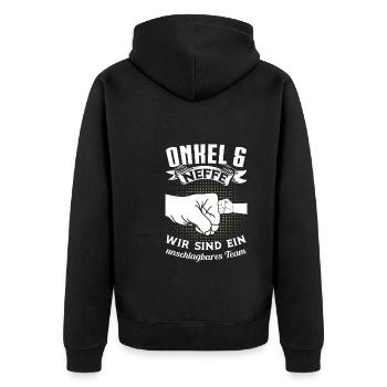 Onkel Neffe Onkels Geschenk - Unisex Premium Bio Zip Hoodie - Schwarz - Hinten - Nico (187cm)