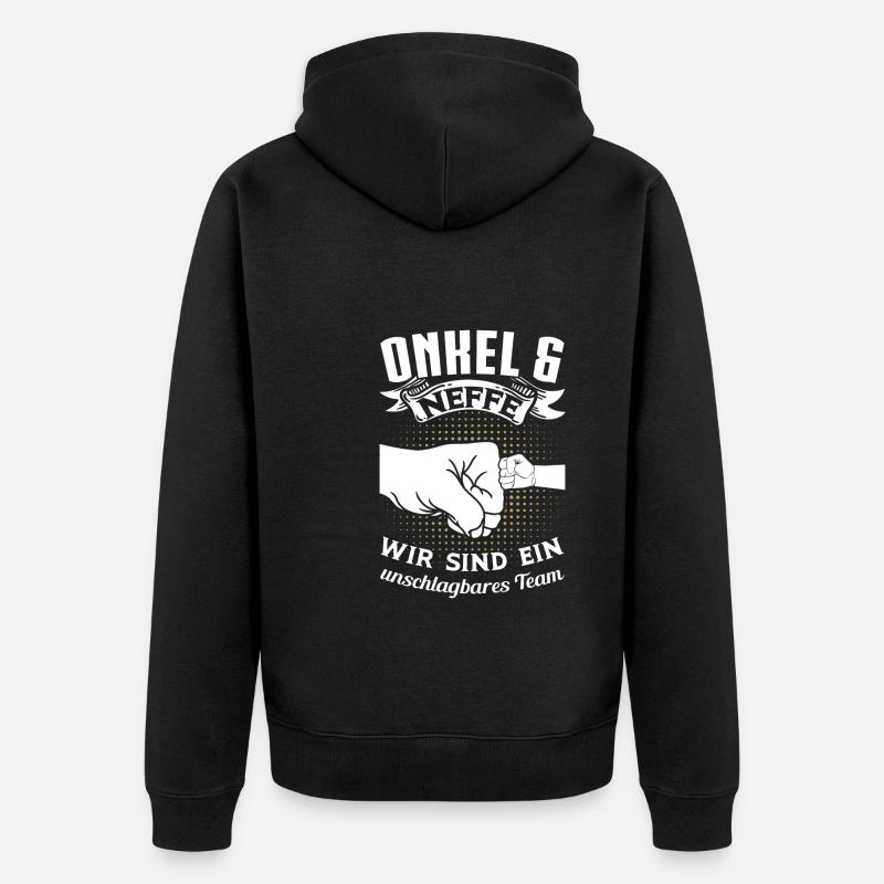 Onkel Neffe Onkels Geschenk - Unisex Premium Bio Zip Hoodie - Schwarz