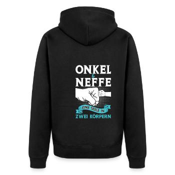 Onkel Neffe Onkels Geschenk - Unisex Premium Bio Zip Hoodie - Schwarz - Hinten - Nico (187cm)