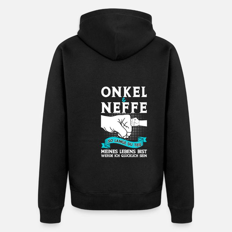 Onkel Neffe Onkels Geschenk - Unisex Premium Bio Zip Hoodie - Schwarz